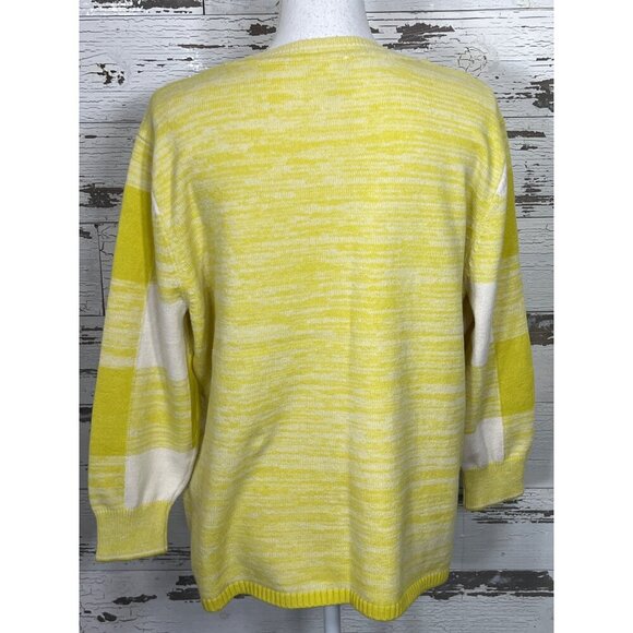 CABI Checkerboard Pullover Sweater Yellow/Cream Sz L #6236 EUC - Picture 4 of 5